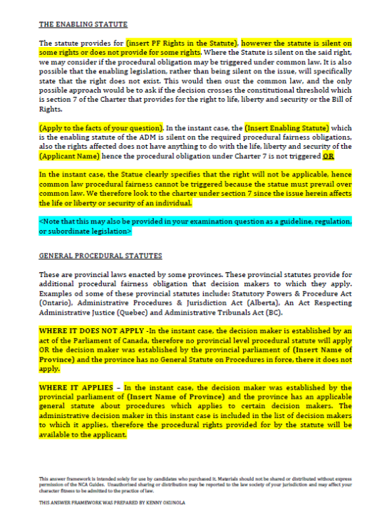 Updated Administrative Law Answer Framework | NCA Tutoring & Exam Prep.